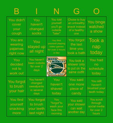 Quarantine Hygiene Bingo Card