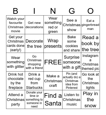 CHRISTMAS ADVENT BINGO Card