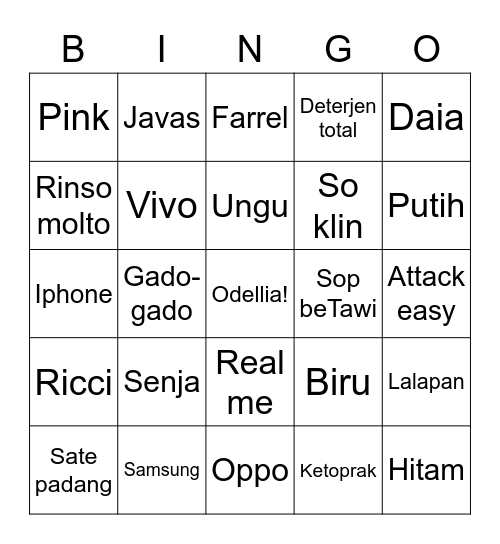 Senja bingo Card