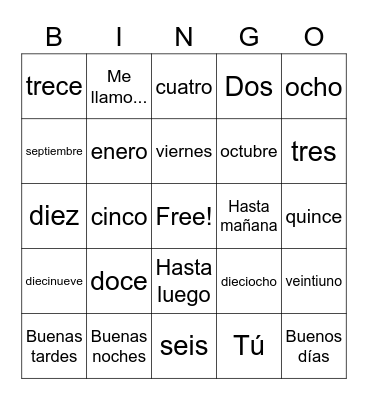 First try Bingo Card
