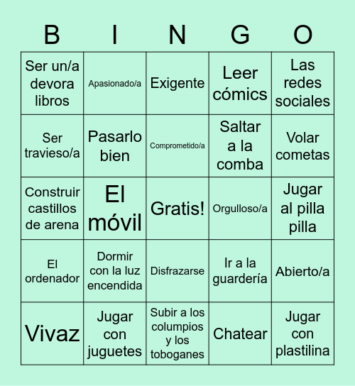 Español 3 Unidad 1 ASD 1-3 Bingo Card