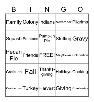 Fall Bingo! Bingo Card