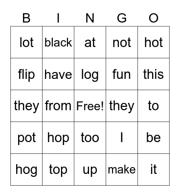 1.4 Sight & Spelling Words Bingo Card
