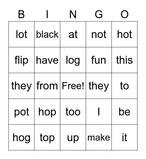 1.4 Sight & Spelling Words Bingo Card