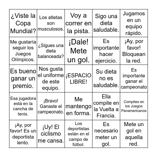 Las competencias y la salud Bingo Card