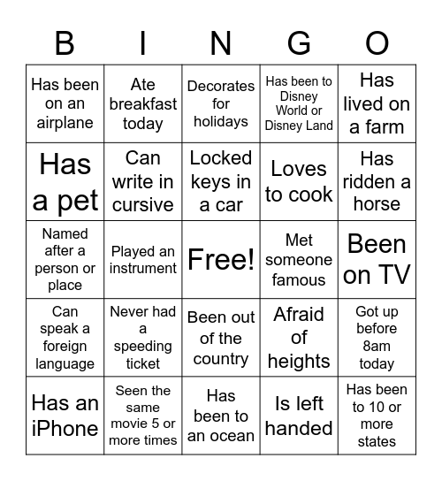 Untitled Bingo Card