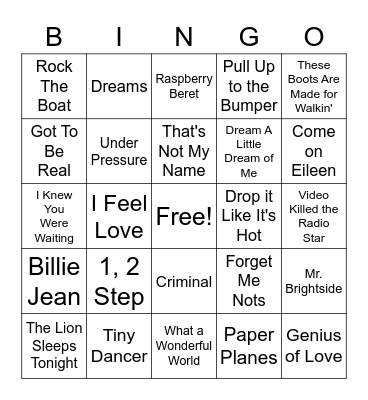 POAH Musical Bingo Card