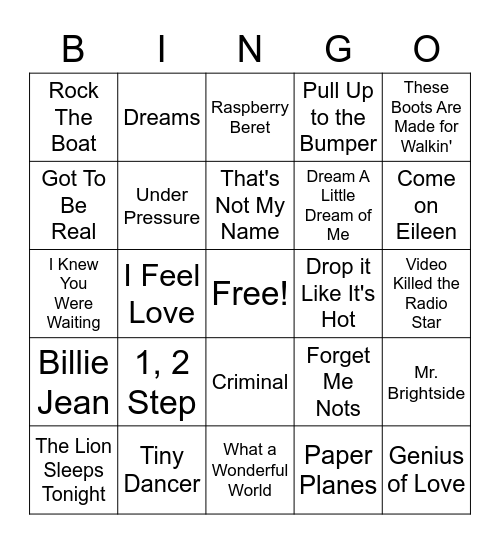 POAH Musical Bingo Card