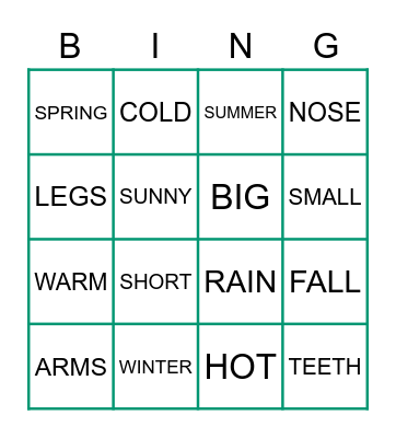 BINGO TIME! Bingo Card