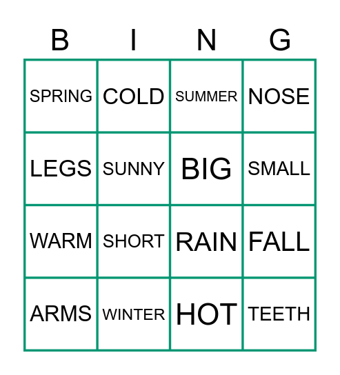 BINGO TIME! Bingo Card