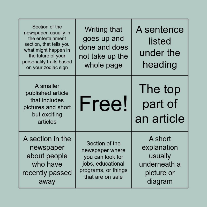 parts-of-a-newspaper-bingo-card