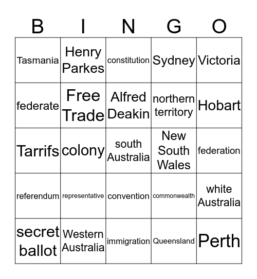 FeDeRaTiOn Bi Bingo Card