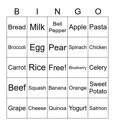Foodie Fun Facts Bingo Card