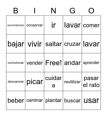 Verbs page 1-span 2 unit 1 Bingo Card