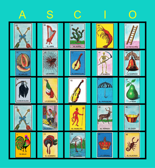 SEATON LOTERIA Bingo Card