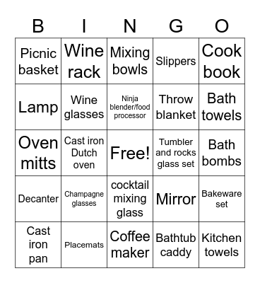 Bridal Bingo Card