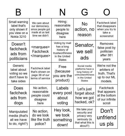 Platform Response Bingo Card Bingo Card