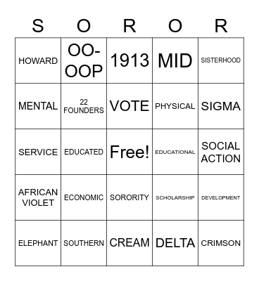 SISTER CIRCLE PHD Bingo Card