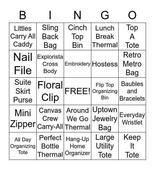 My Thirty-One Fall 2014 Bingo Card