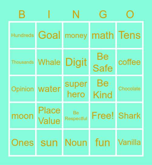 Weekly BINGO Card