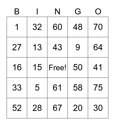 801 LasCo Bingo Card