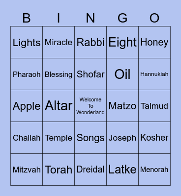 Jewish Bingo Card