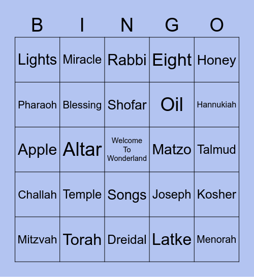 Jewish Bingo Card