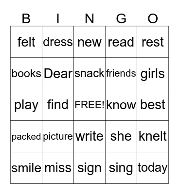 Two Best Friends Bingo Card