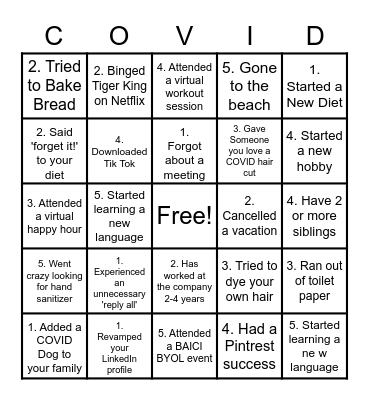 COVID BINGO Card