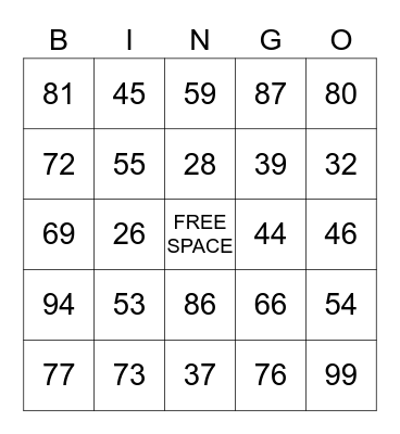 Long Division Bingo Card