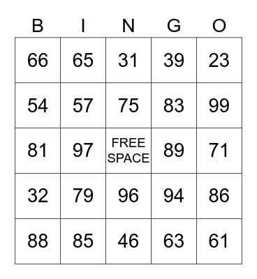 Long Division Bingo  Bingo Card