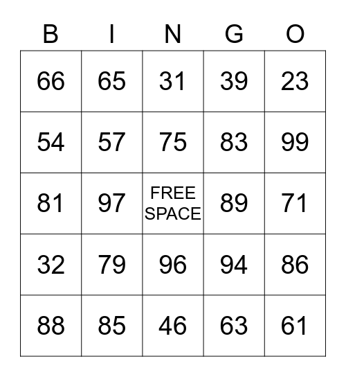 Long Division Bingo  Bingo Card