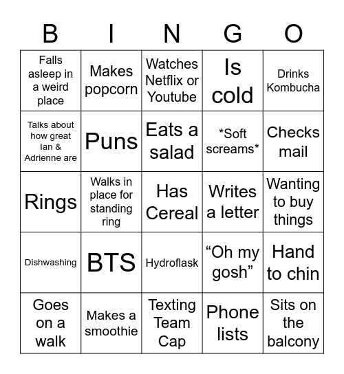 Lexie Bingo Card