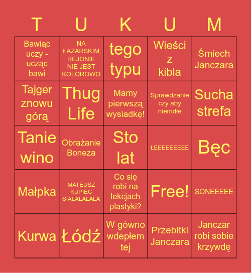 Pal Hajs Bingo Card