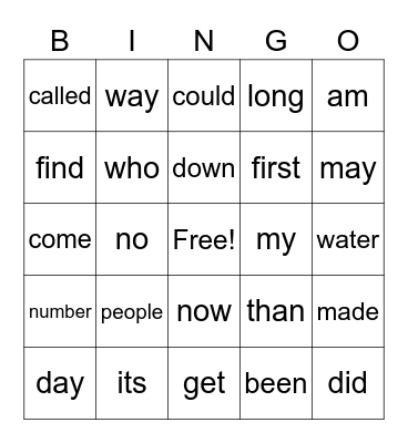 1st 100 list 4 Bingo Card