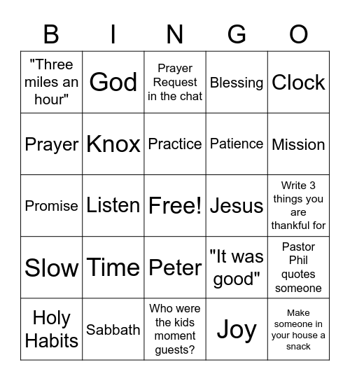 Sermon Bingo Sunday September 20th Bingo Card