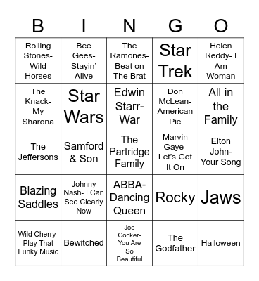 Total-Quiz.com Presents Radio Bingo: Remember the 70's Bingo Card