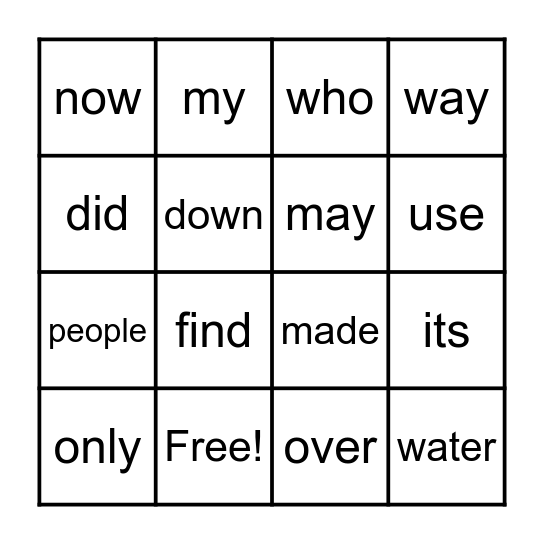 Snap Words 76-90 Bingo Card