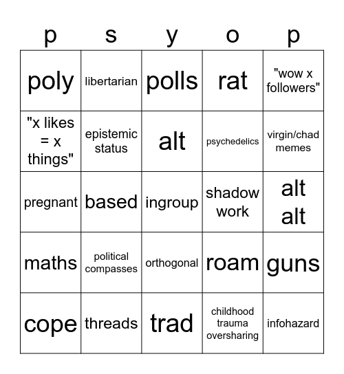 ingroup bingo card Bingo Card