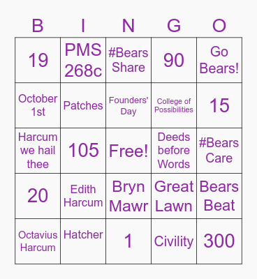 Harcum College Game Night! Bingo Card