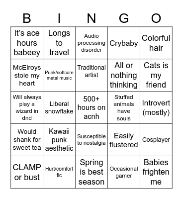 Allie Things Bingo Card