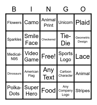 2020 MASK BINGO Card