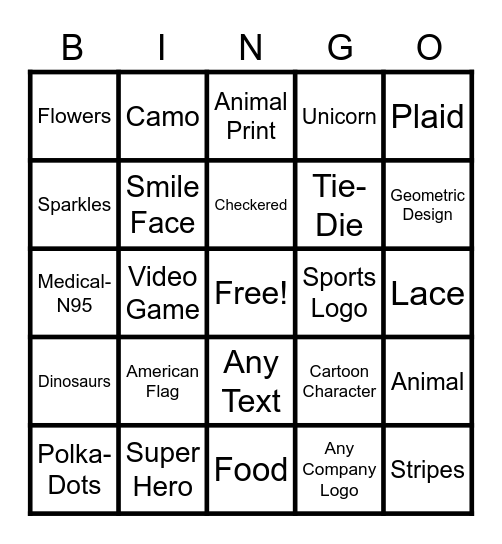 2020 MASK BINGO Card