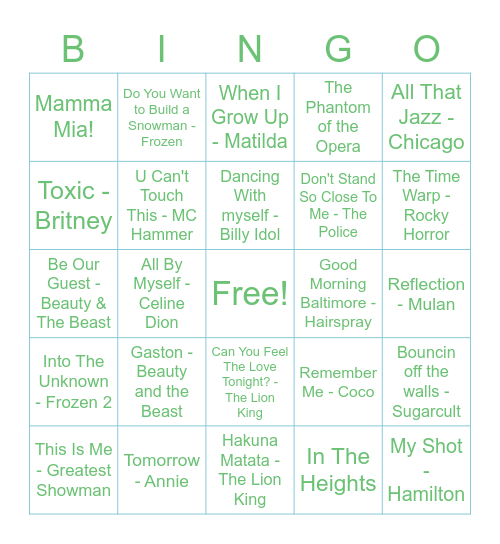 Nicole’s Quarantine Bingo Card