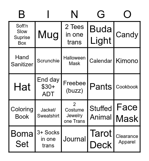 Salty Spook Bingo Card