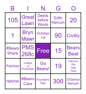 Harcum College Game Night Bingo Card