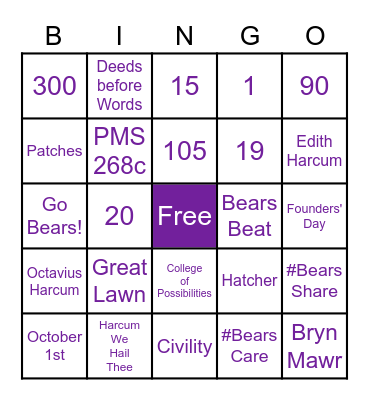 Harcum College Game Night Bingo Card