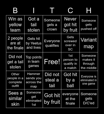 Fall Guys Bingo Card