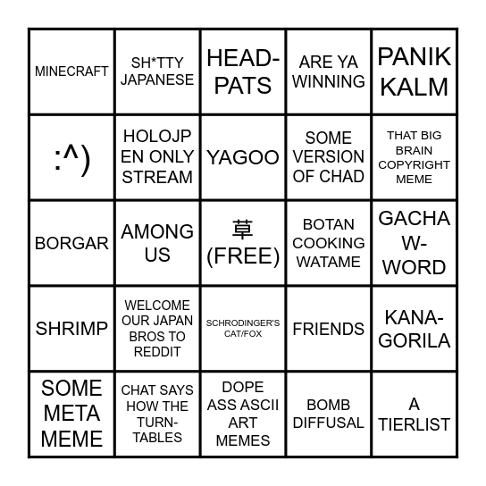 SHITPOST REVIEW BINGO - 9/19 Bingo Card