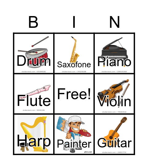 K3 - Instruments & painter Bingo Card